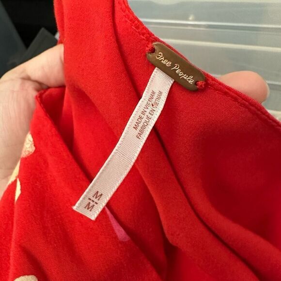 Free People Strawberry Combo Long Sleeve ruched Mini Dress Slimming‎ Preppy sz M - Picture 5 of 10